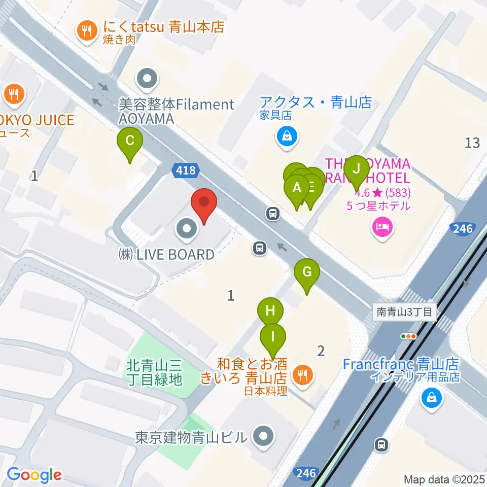 TAIKO-LAB青山周辺のファミレス・ファーストフード一覧地図