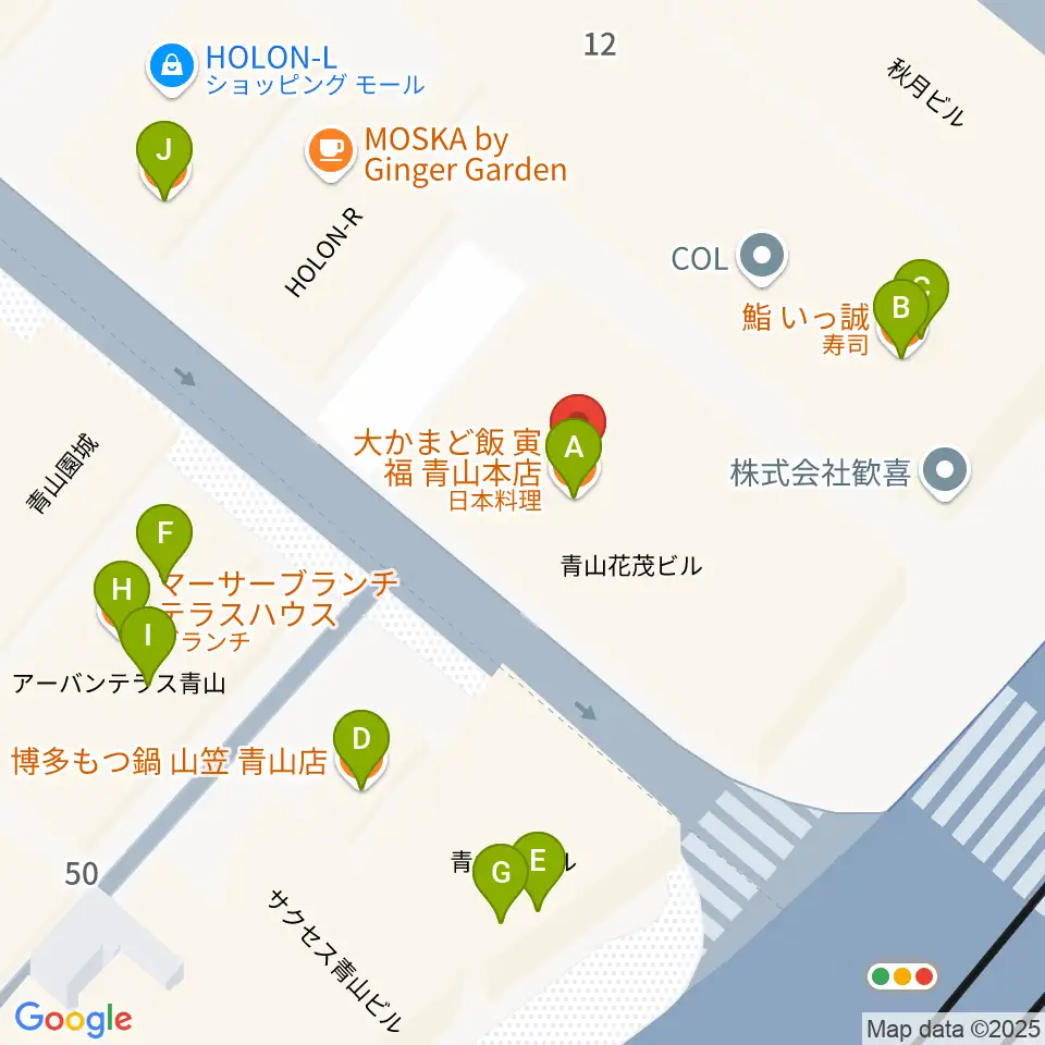 カワイミュージックスクール青山周辺のファミレス・ファーストフード一覧地図