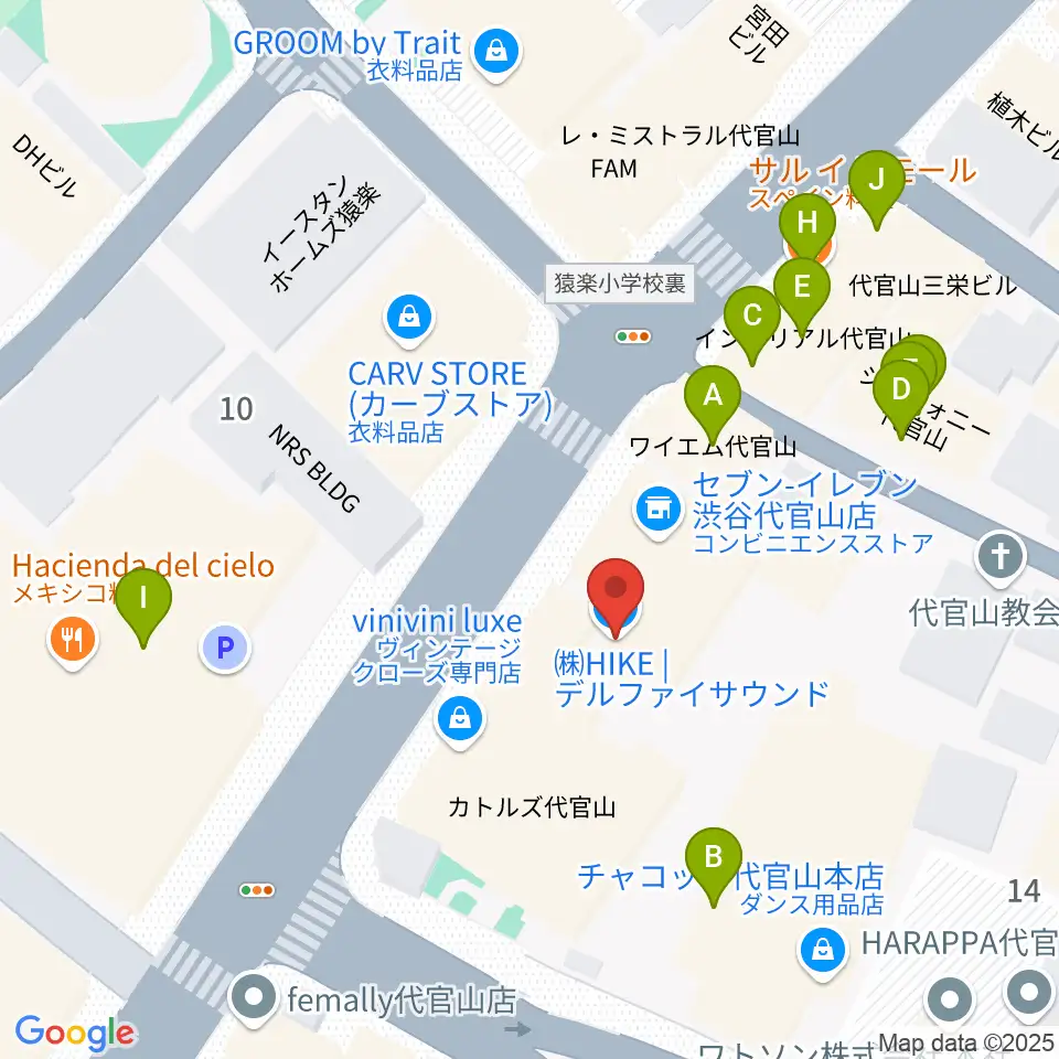 デルファイサウンド周辺のファミレス・ファーストフード一覧地図