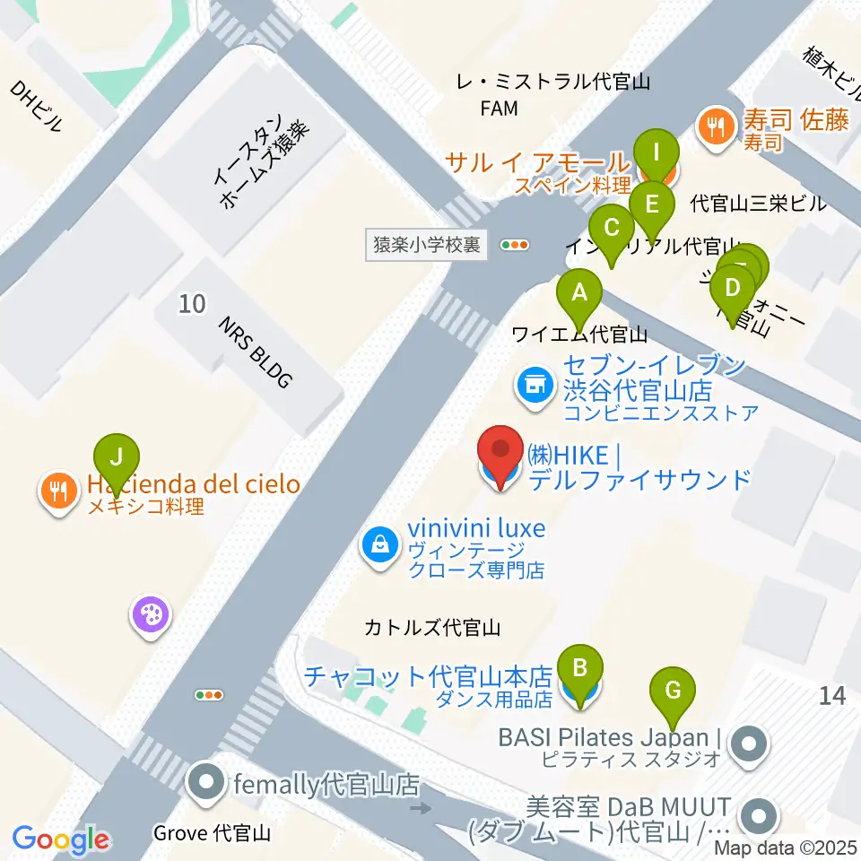デルファイサウンド周辺のファミレス・ファーストフード一覧地図