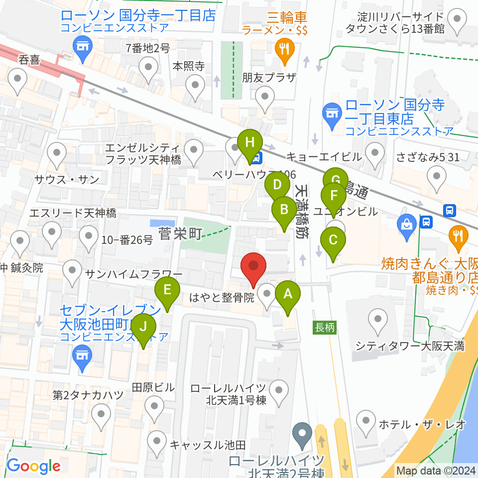 ココサウンド周辺のファミレス・ファーストフード一覧地図