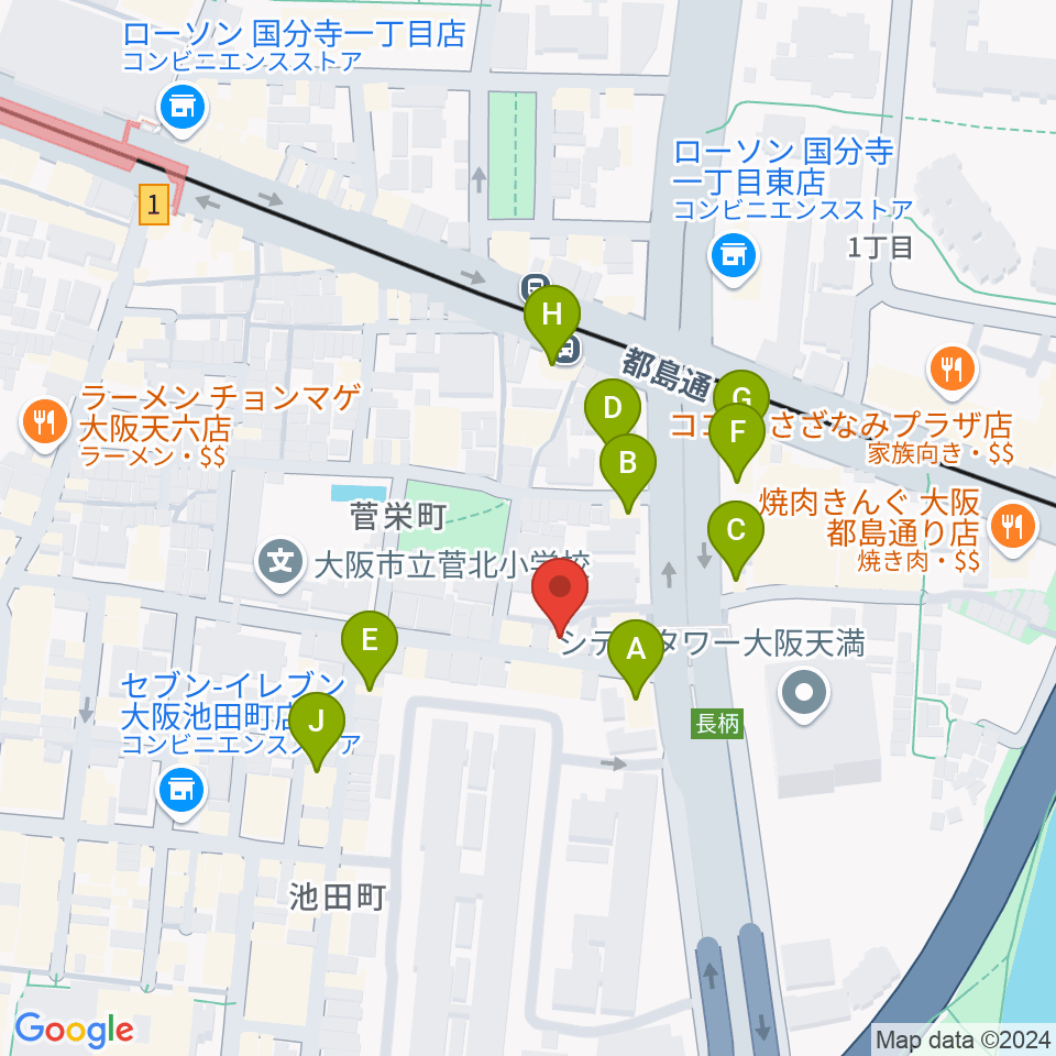 ココサウンド周辺のファミレス・ファーストフード一覧地図