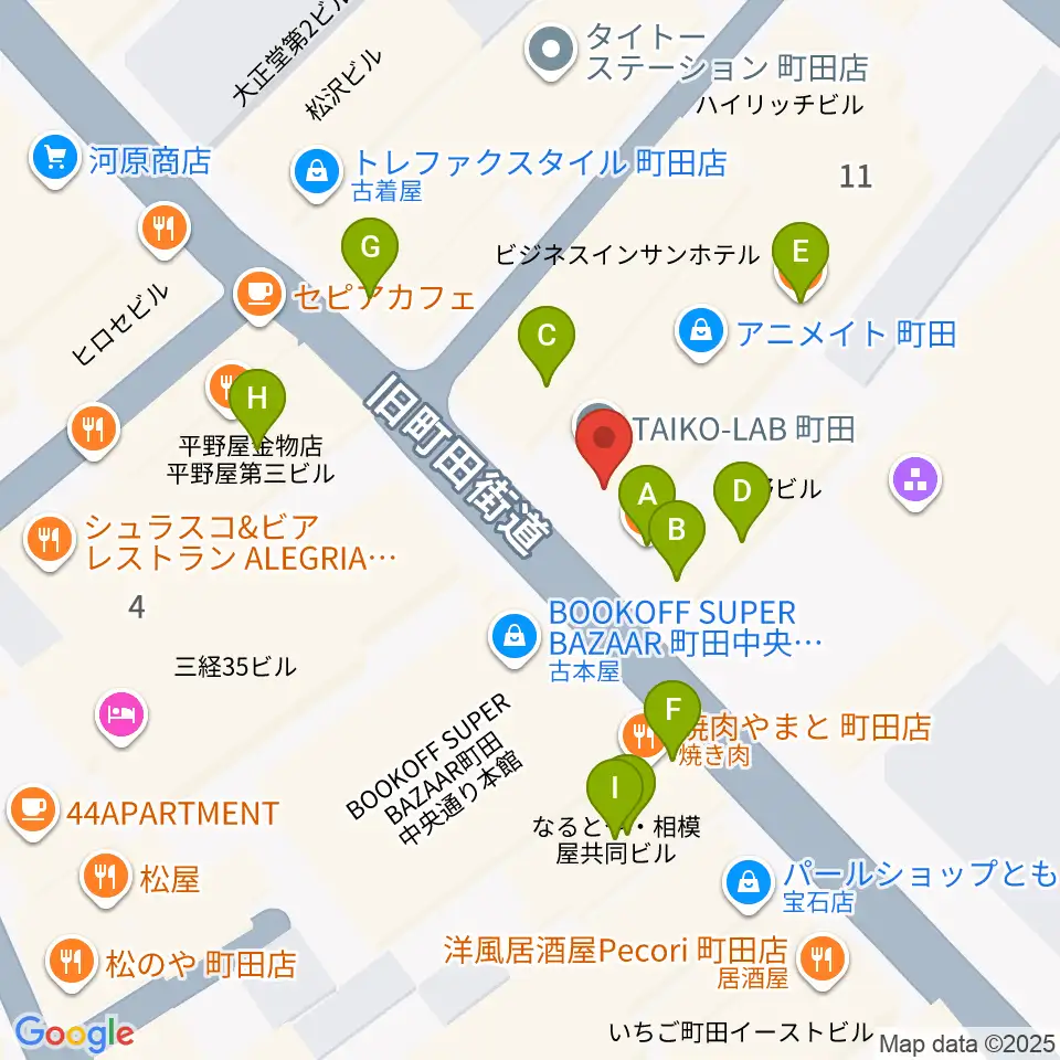 クラウドナインスタジオ 町田店周辺のファミレス・ファーストフード一覧地図