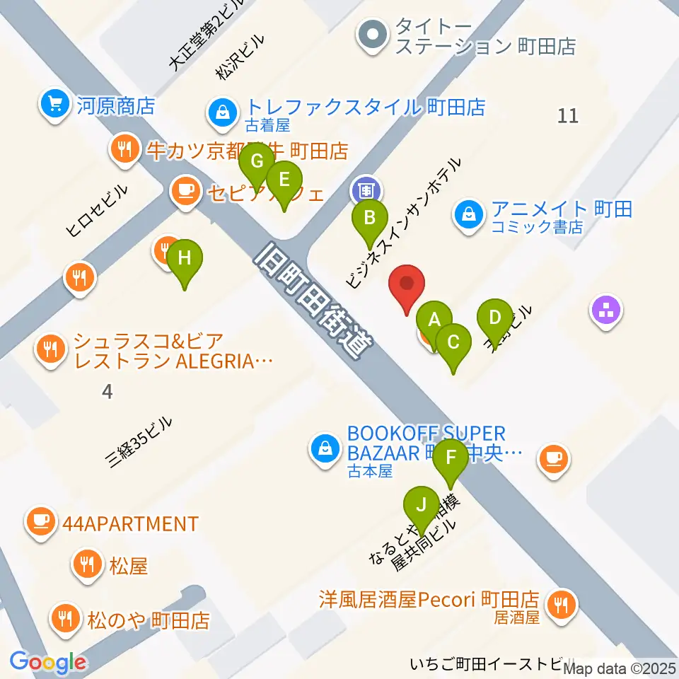 クラウドナインスタジオ 町田店周辺のファミレス・ファーストフード一覧地図