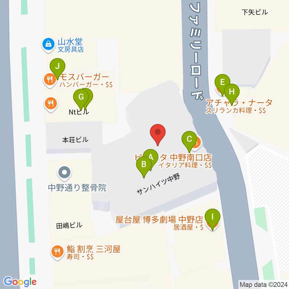 はせべ楽器周辺のファミレス・ファーストフード一覧地図