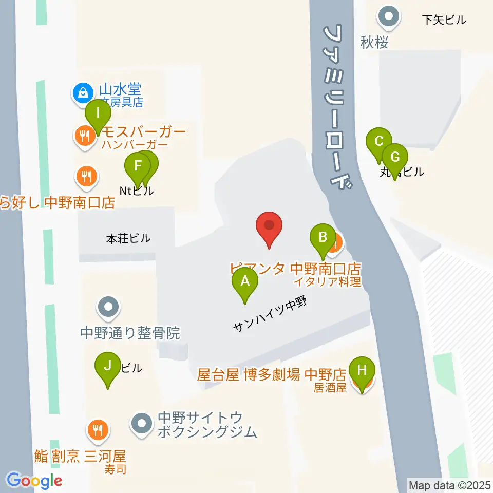 はせべ楽器周辺のファミレス・ファーストフード一覧地図