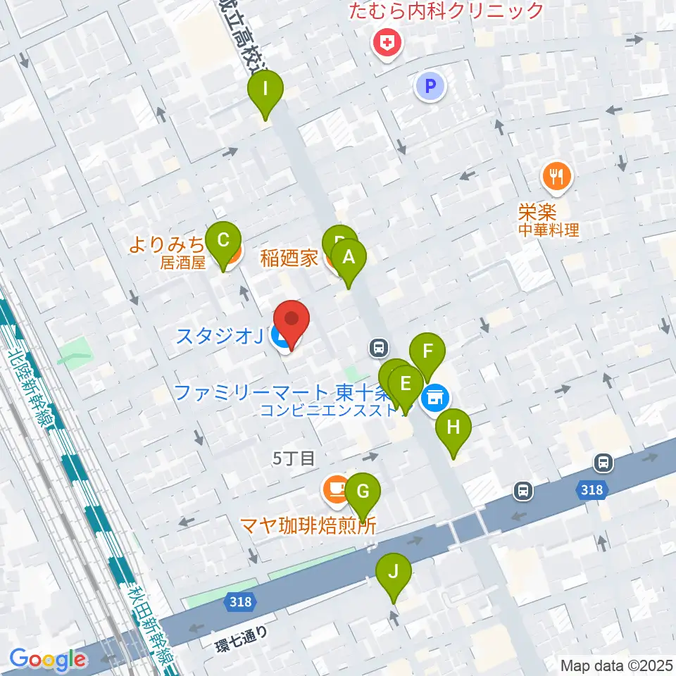 東十条スタジオＪ周辺のファミレス・ファーストフード一覧地図