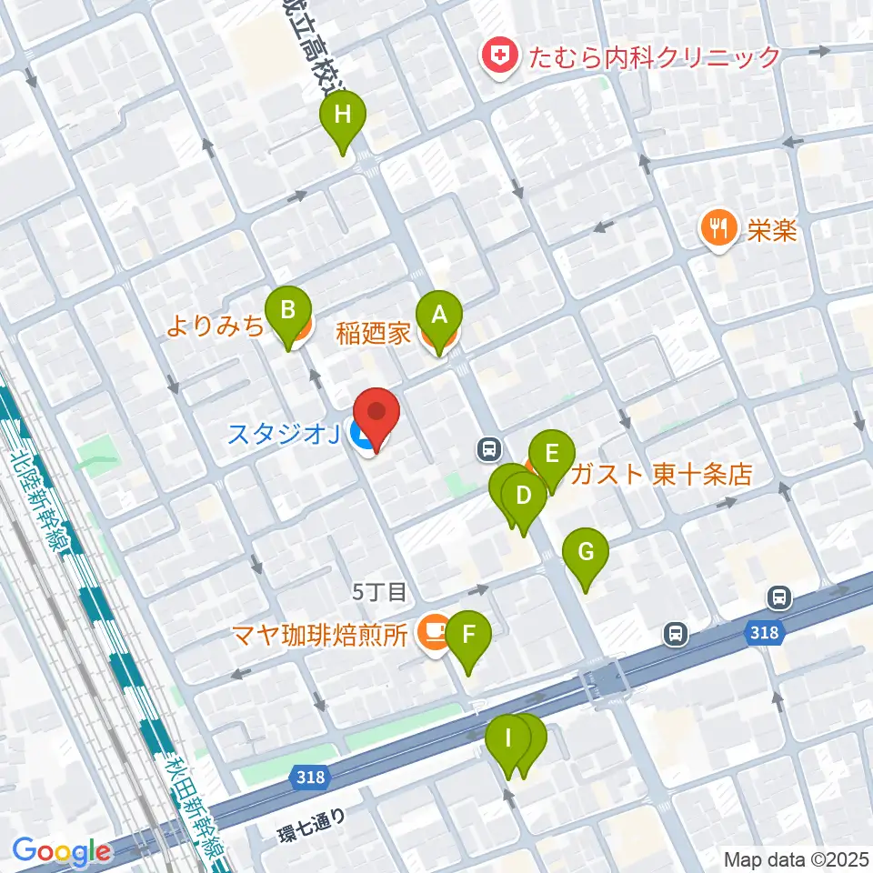 東十条スタジオＪ周辺のファミレス・ファーストフード一覧地図