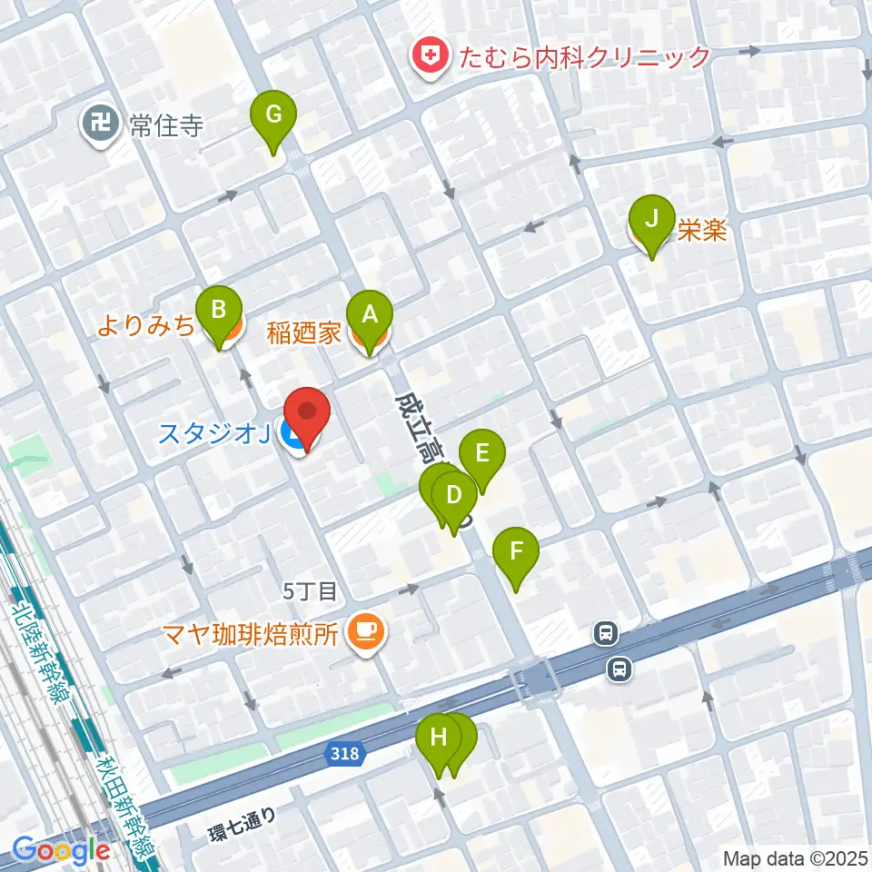 東十条スタジオＪ周辺のファミレス・ファーストフード一覧地図