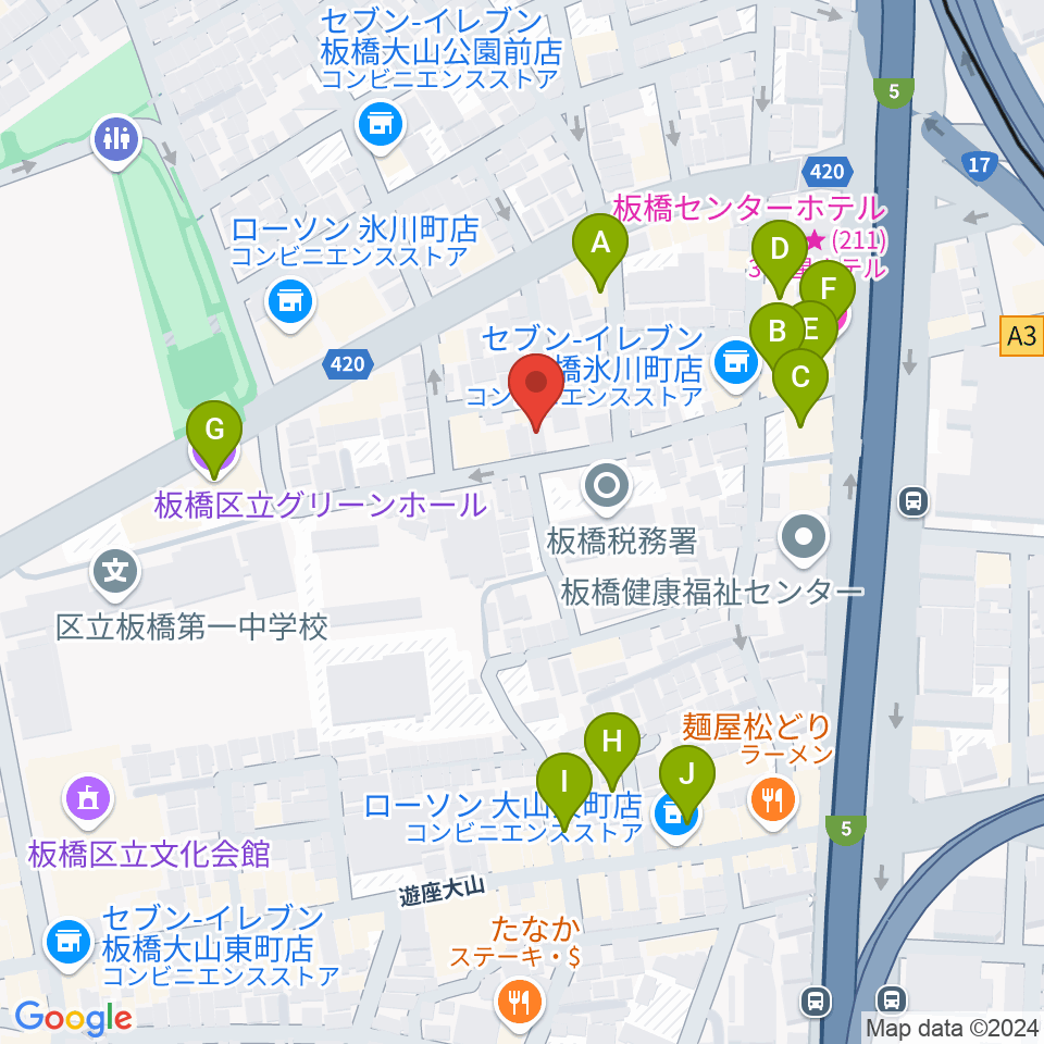 STUDIO ALES周辺のファミレス・ファーストフード一覧地図