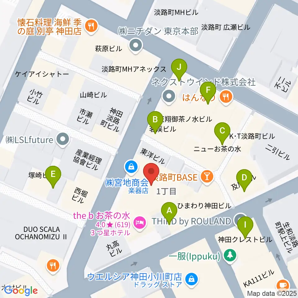 桐朋 子供のための音楽教室 お茶の水教室周辺のファミレス・ファーストフード一覧地図