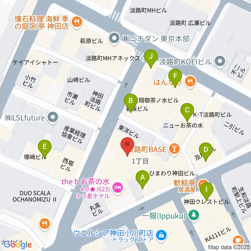 桐朋 子供のための音楽教室 お茶の水教室周辺のファミレス・ファーストフード一覧地図