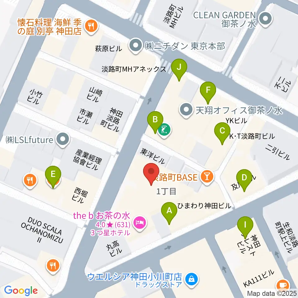 桐朋 子供のための音楽教室 お茶の水教室周辺のファミレス・ファーストフード一覧地図