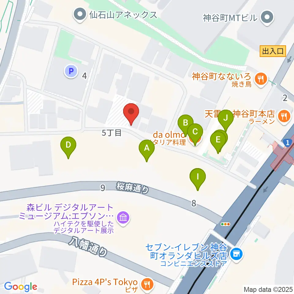 grid studio周辺のファミレス・ファーストフード一覧地図