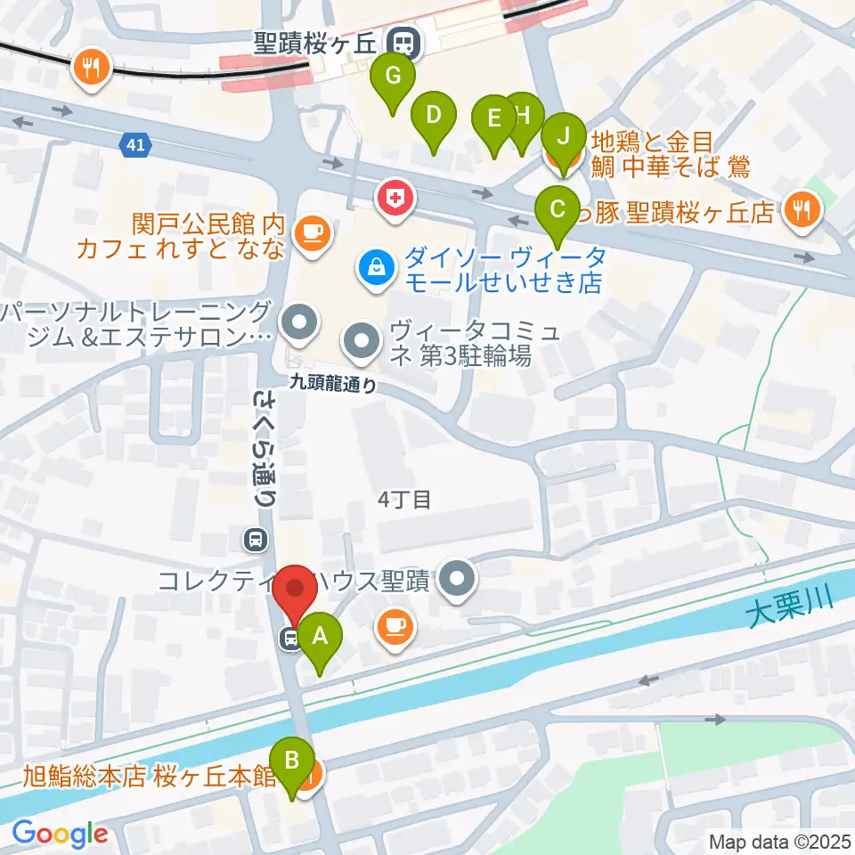 studioABR 聖蹟桜ヶ丘店周辺のファミレス・ファーストフード一覧地図