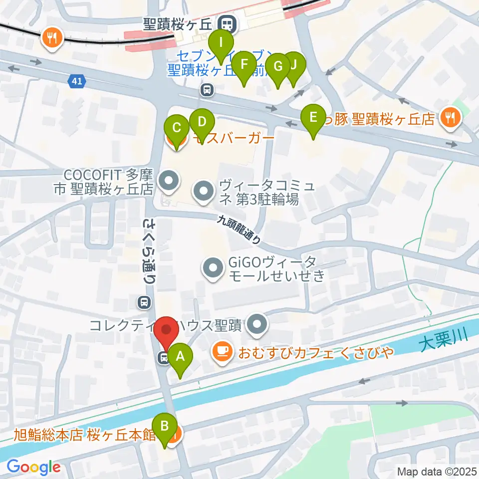 studioABR 聖蹟桜ヶ丘店周辺のファミレス・ファーストフード一覧地図