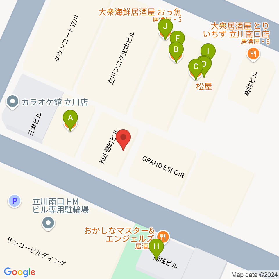 サウンドスタジオブルームーン立川店周辺のファミレス・ファーストフード一覧地図