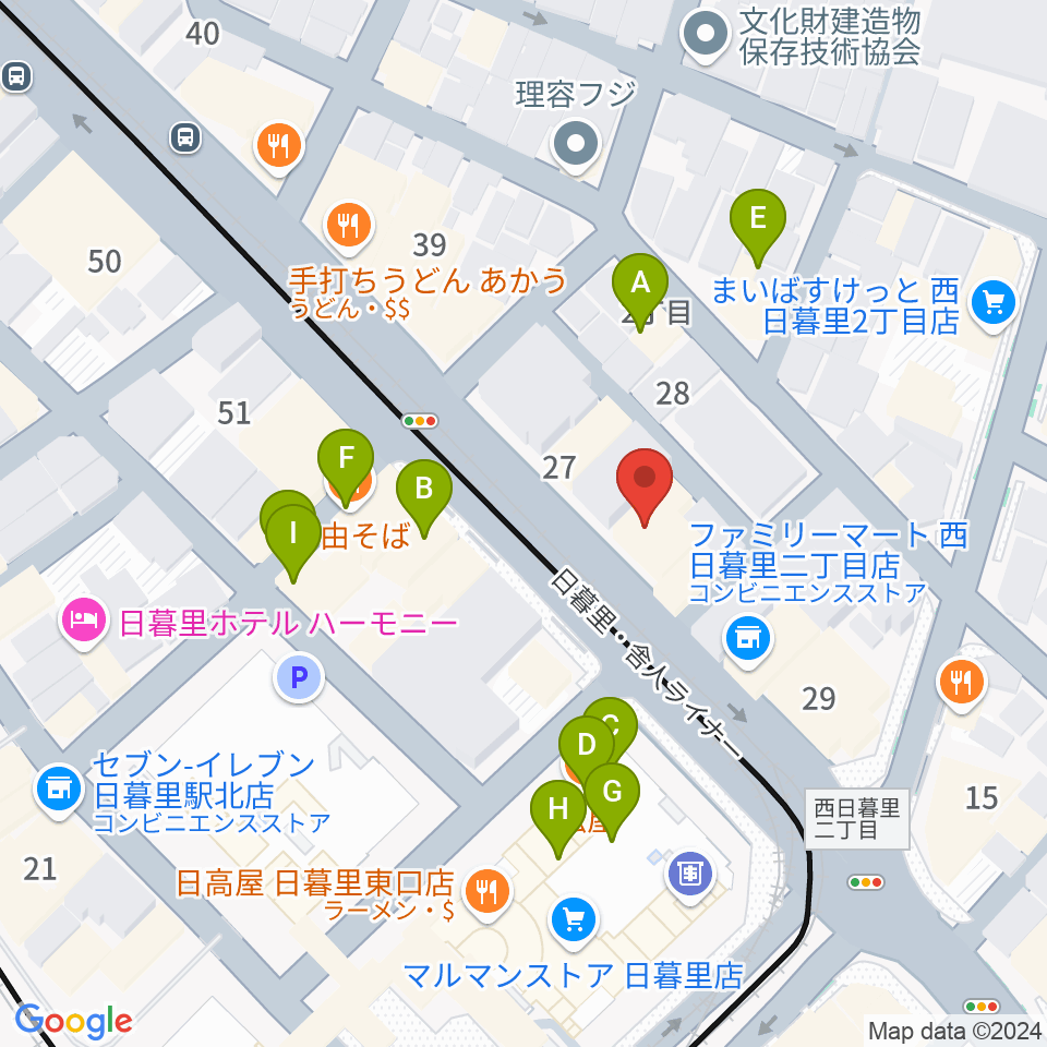 クレシェンドスタジオ周辺のファミレス・ファーストフード一覧地図