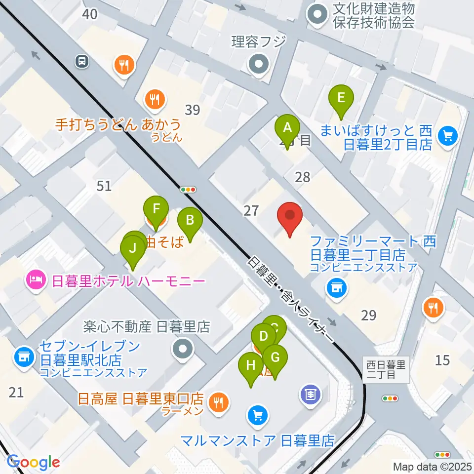 クレシェンドスタジオ周辺のファミレス・ファーストフード一覧地図