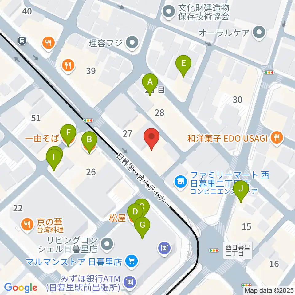 クレシェンドスタジオ周辺のファミレス・ファーストフード一覧地図