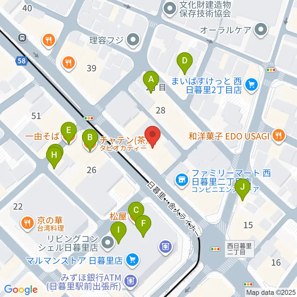 クレシェンドスタジオ周辺のファミレス・ファーストフード一覧地図