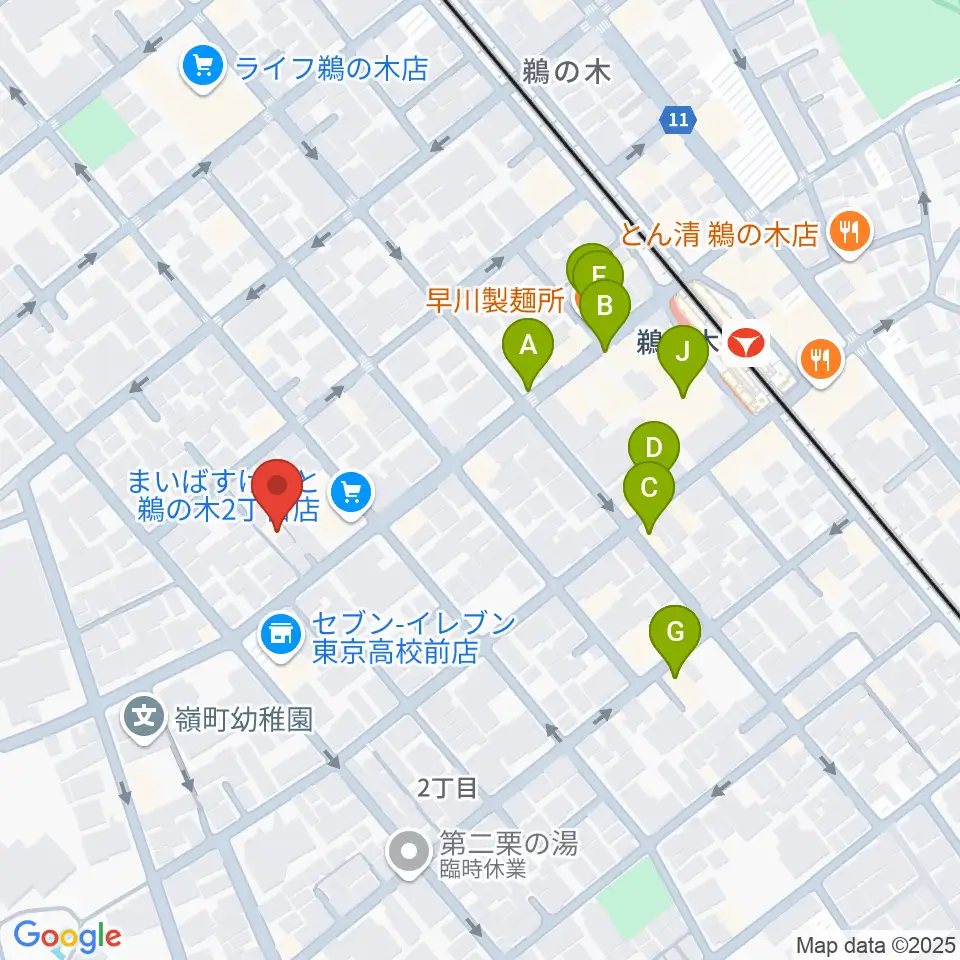 亀吉音楽堂周辺のファミレス・ファーストフード一覧地図