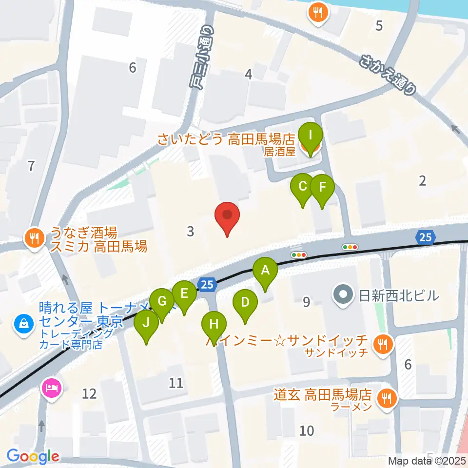 バズーカスタジオ周辺のファミレス・ファーストフード一覧地図