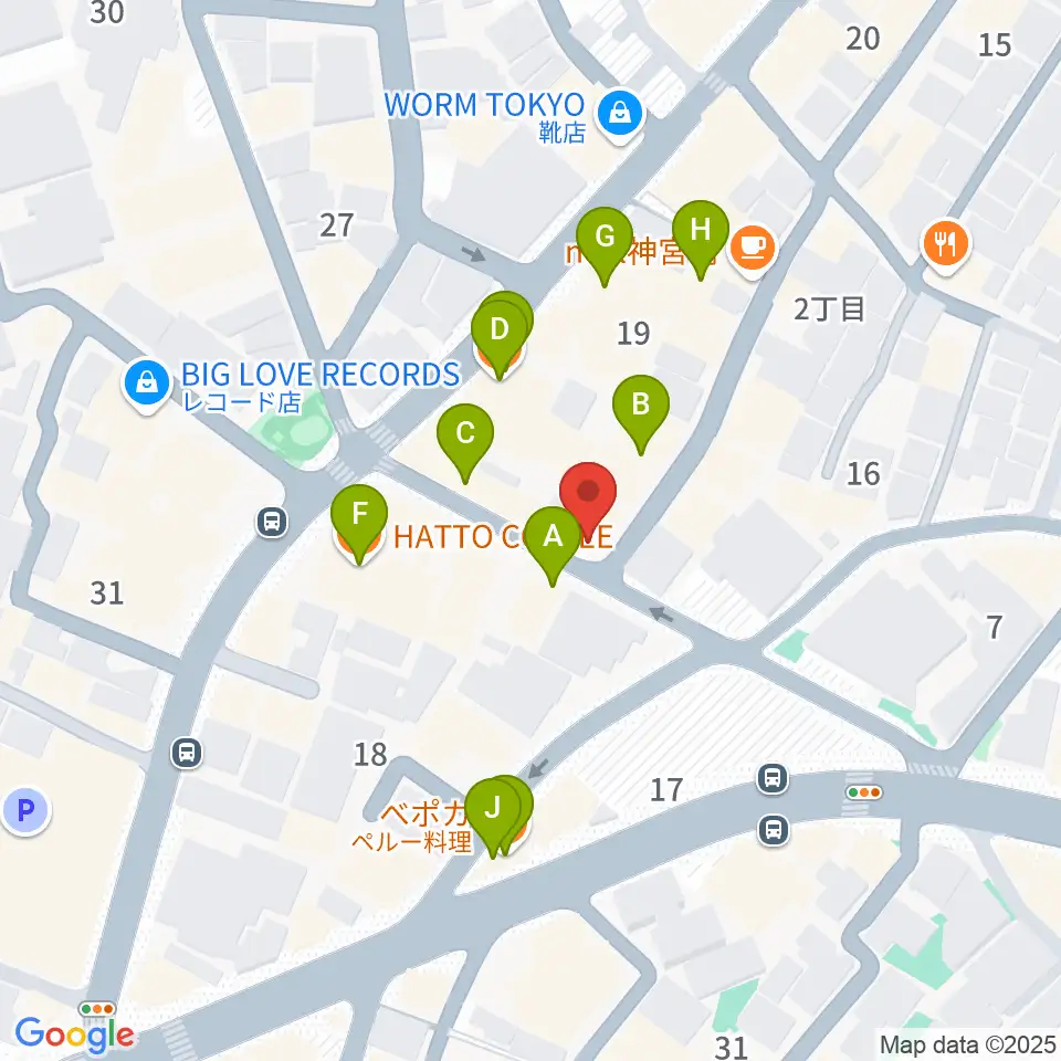PLAZA studio周辺のファミレス・ファーストフード一覧地図