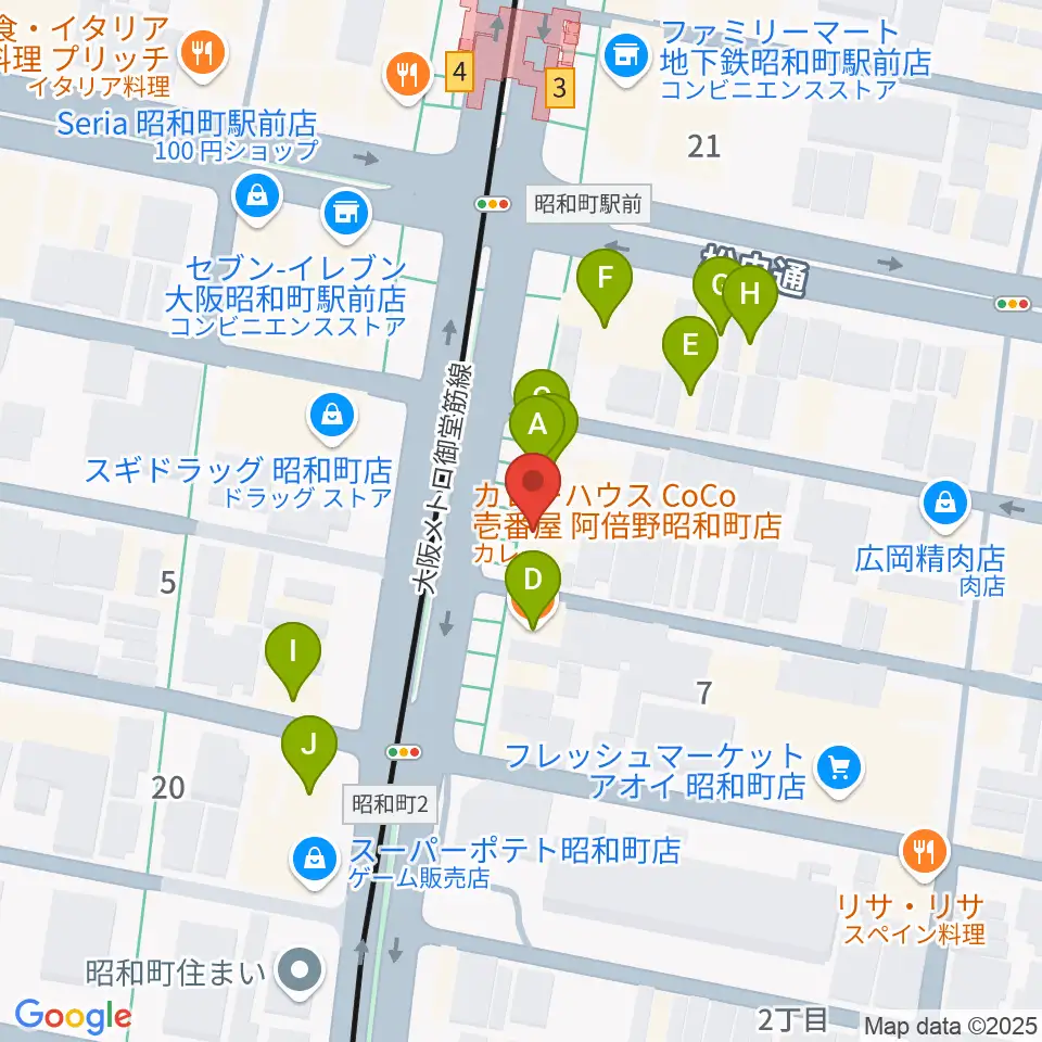 ブルームズ周辺のファミレス・ファーストフード一覧地図