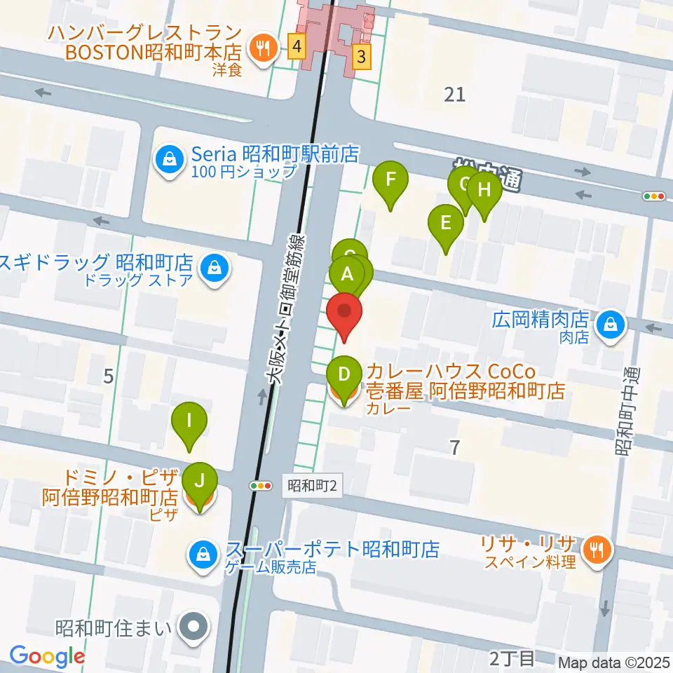 ブルームズ周辺のファミレス・ファーストフード一覧地図