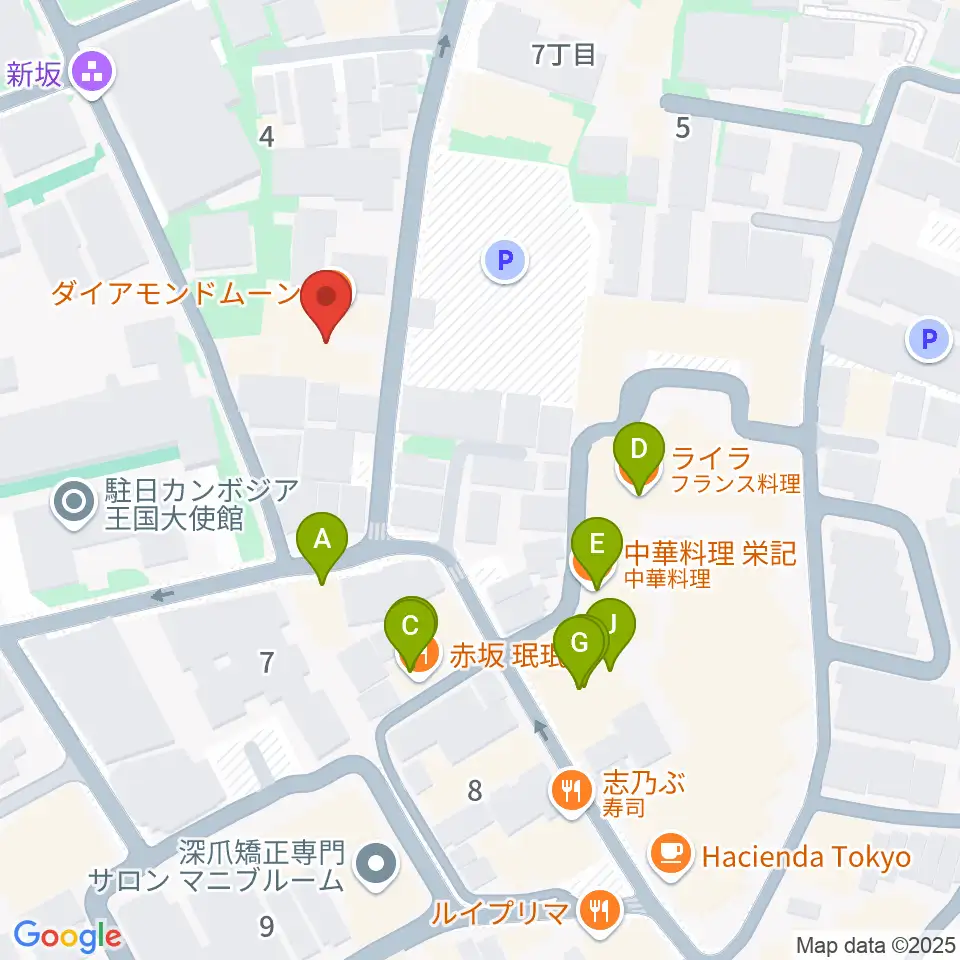 ODEN STUDIO周辺のファミレス・ファーストフード一覧地図