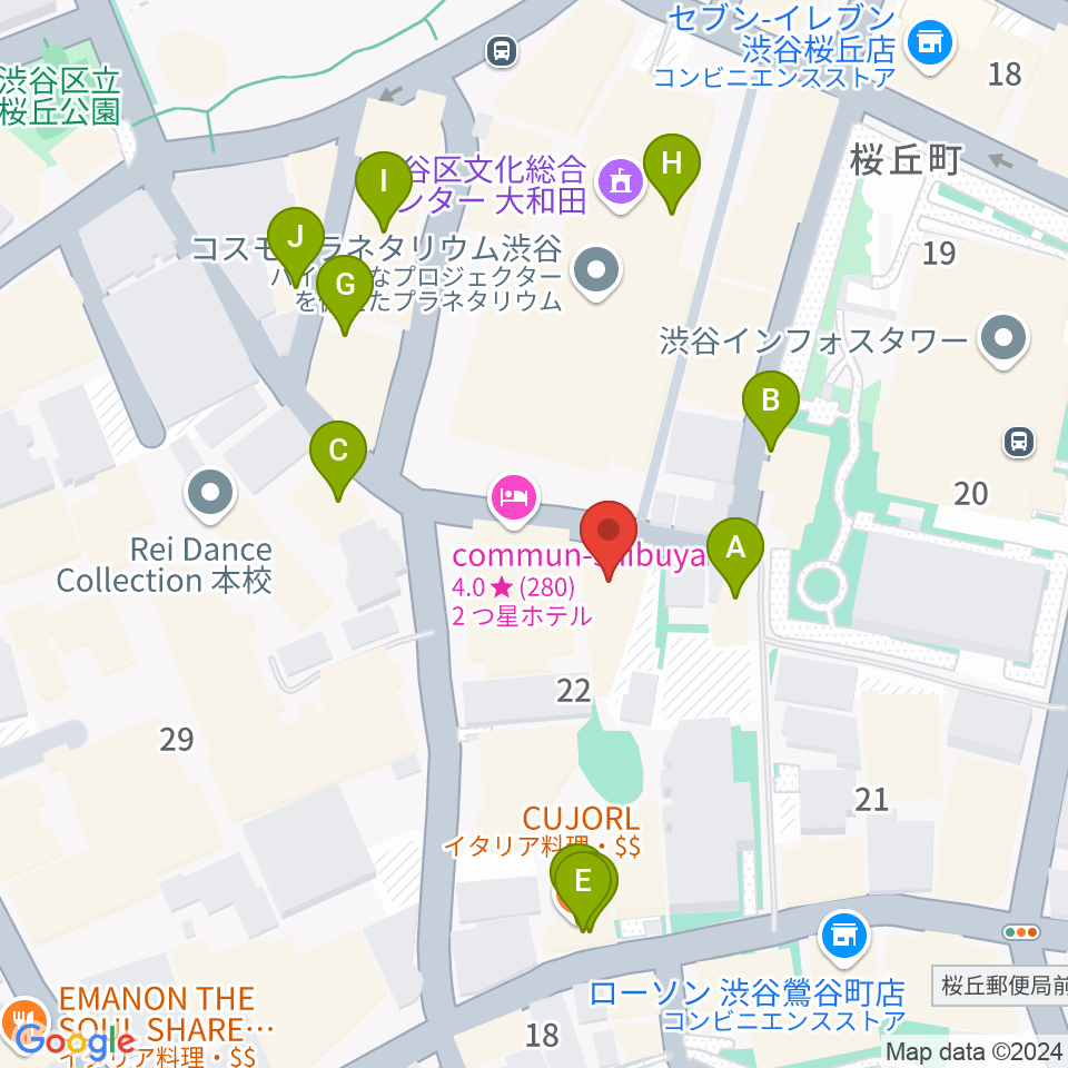 アダマンツミュージック周辺のファミレス・ファーストフード一覧地図