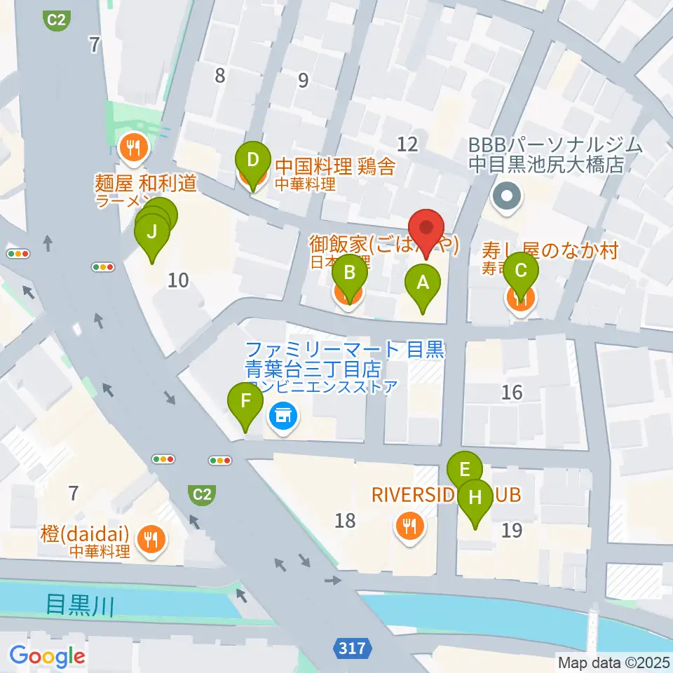 マルニスタジオ周辺のファミレス・ファーストフード一覧地図