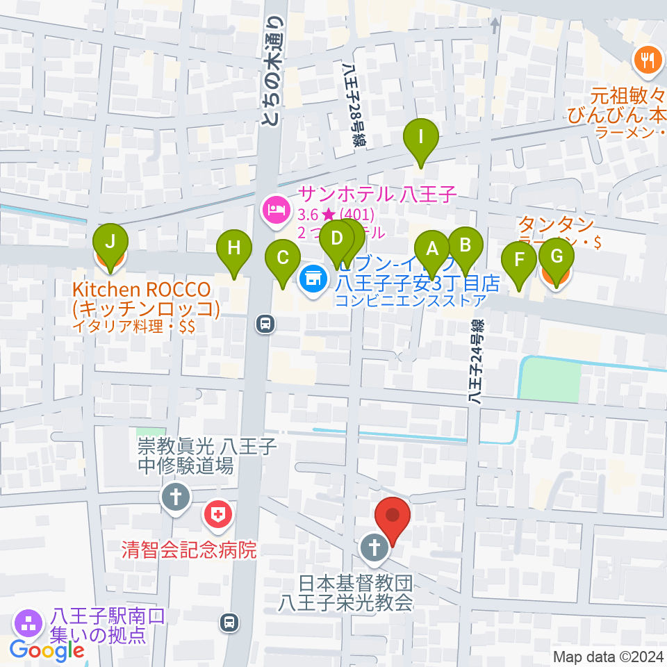 スタジオ・ムーピーズ周辺のファミレス・ファーストフード一覧地図