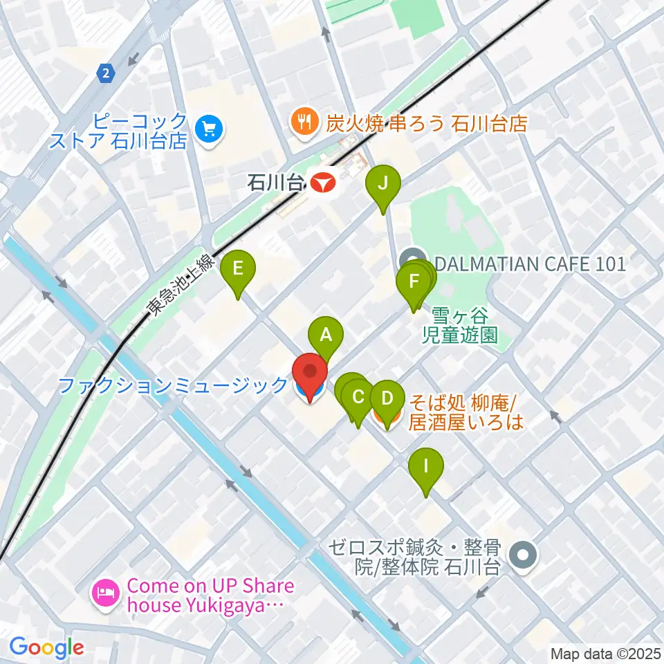ファクションミュージック周辺のファミレス・ファーストフード一覧地図