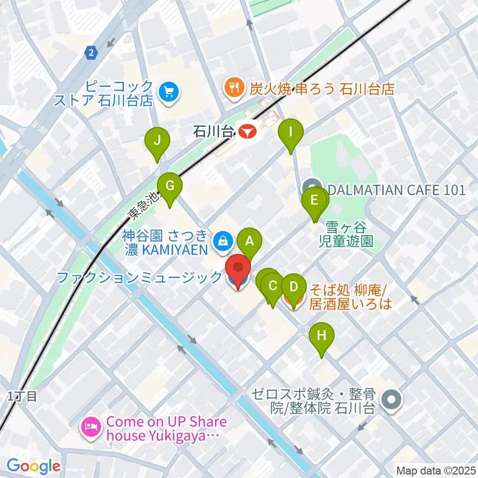 ファクションミュージック周辺のファミレス・ファーストフード一覧地図