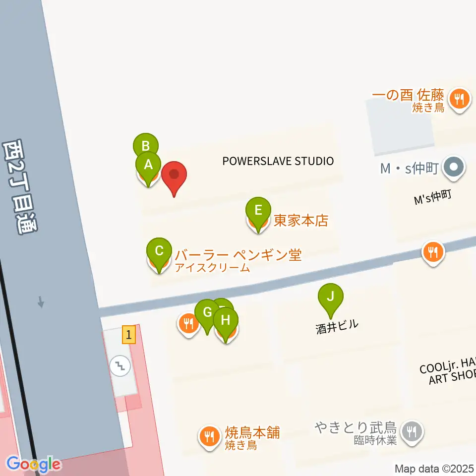 パワースレイブスタジオ周辺のファミレス・ファーストフード一覧地図