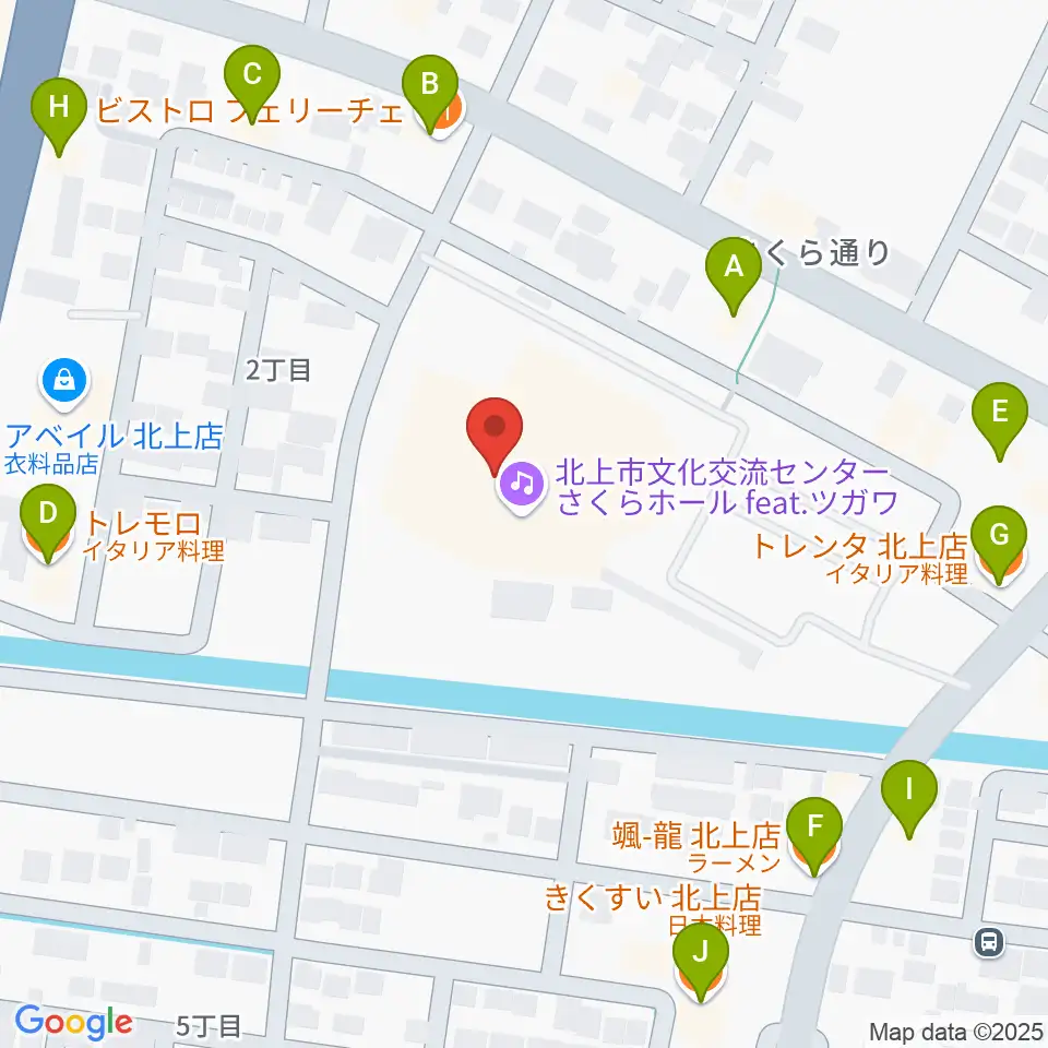 さくらホール アートファクトリー周辺のファミレス・ファーストフード一覧地図