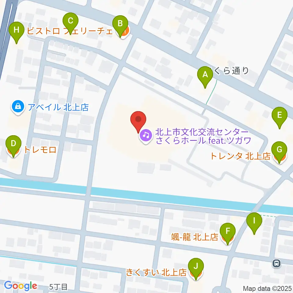 さくらホール アートファクトリー周辺のファミレス・ファーストフード一覧地図