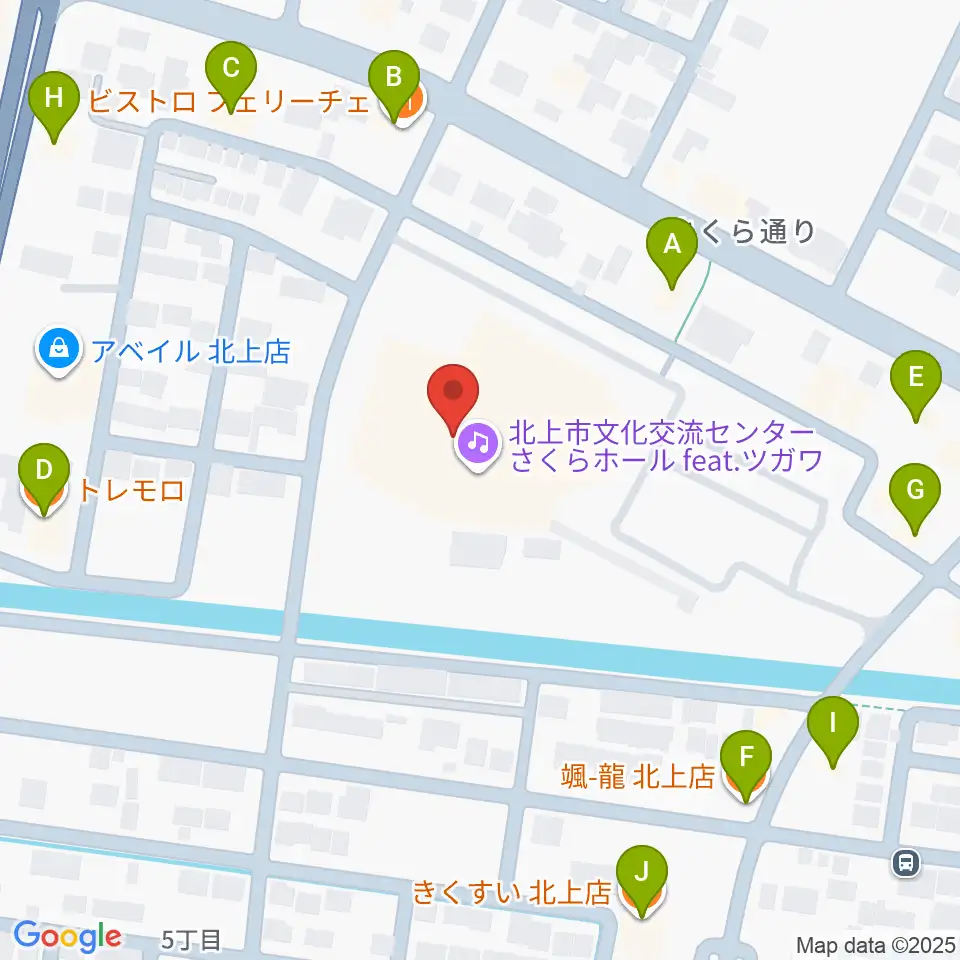 さくらホール アートファクトリー周辺のファミレス・ファーストフード一覧地図
