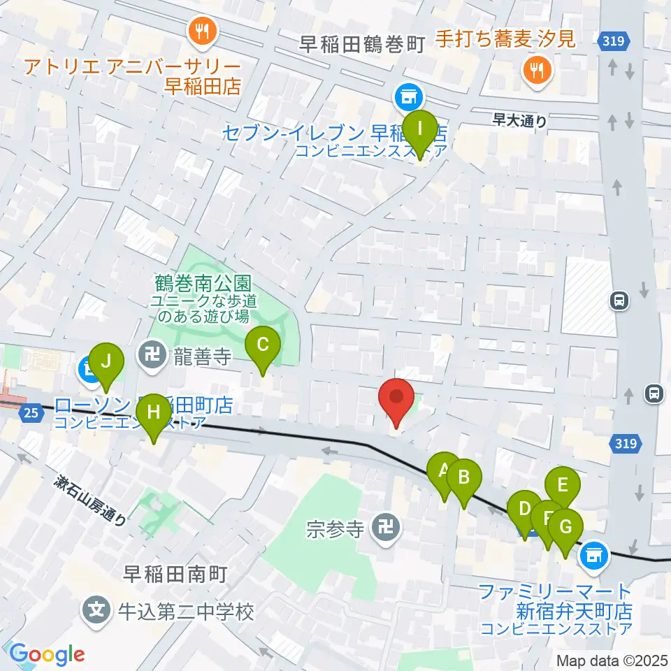 ヨシオ弦楽器周辺のファミレス・ファーストフード一覧地図