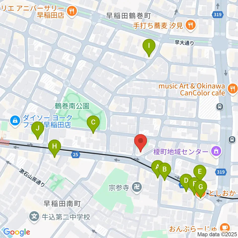 ヨシオ弦楽器周辺のファミレス・ファーストフード一覧地図