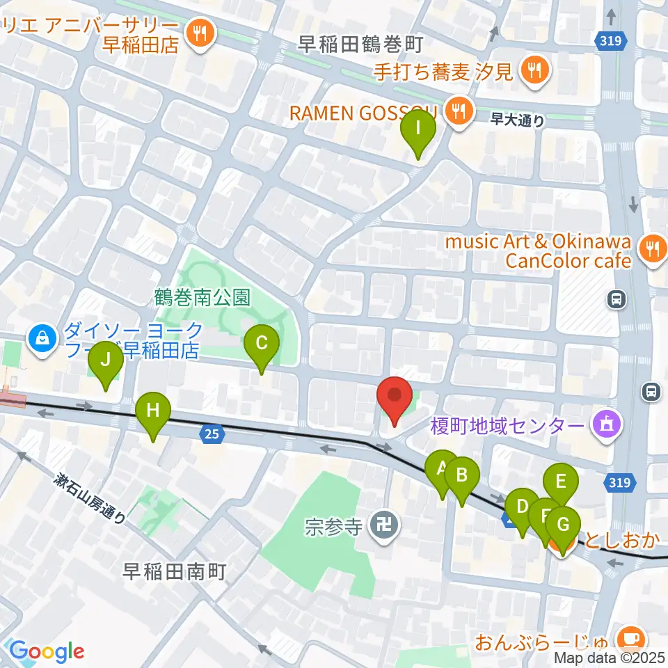 ヨシオ弦楽器周辺のファミレス・ファーストフード一覧地図