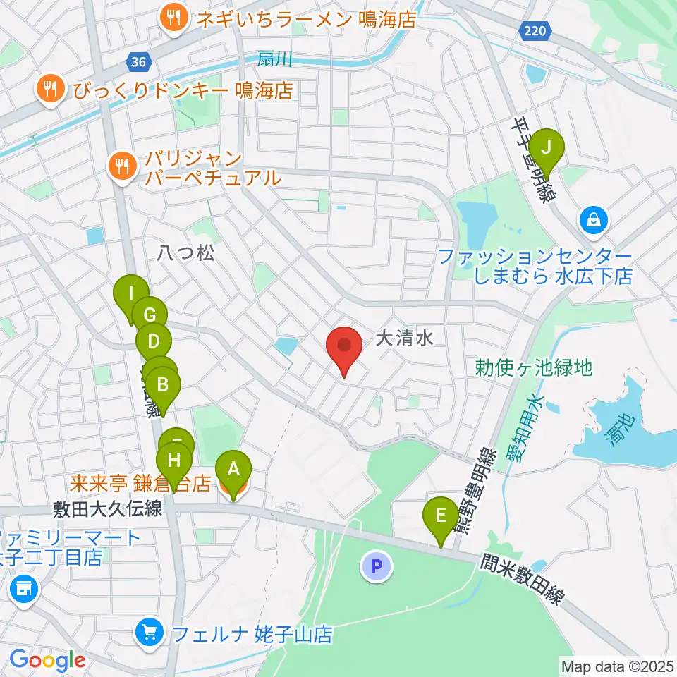 テネラメンテ周辺のファミレス・ファーストフード一覧地図