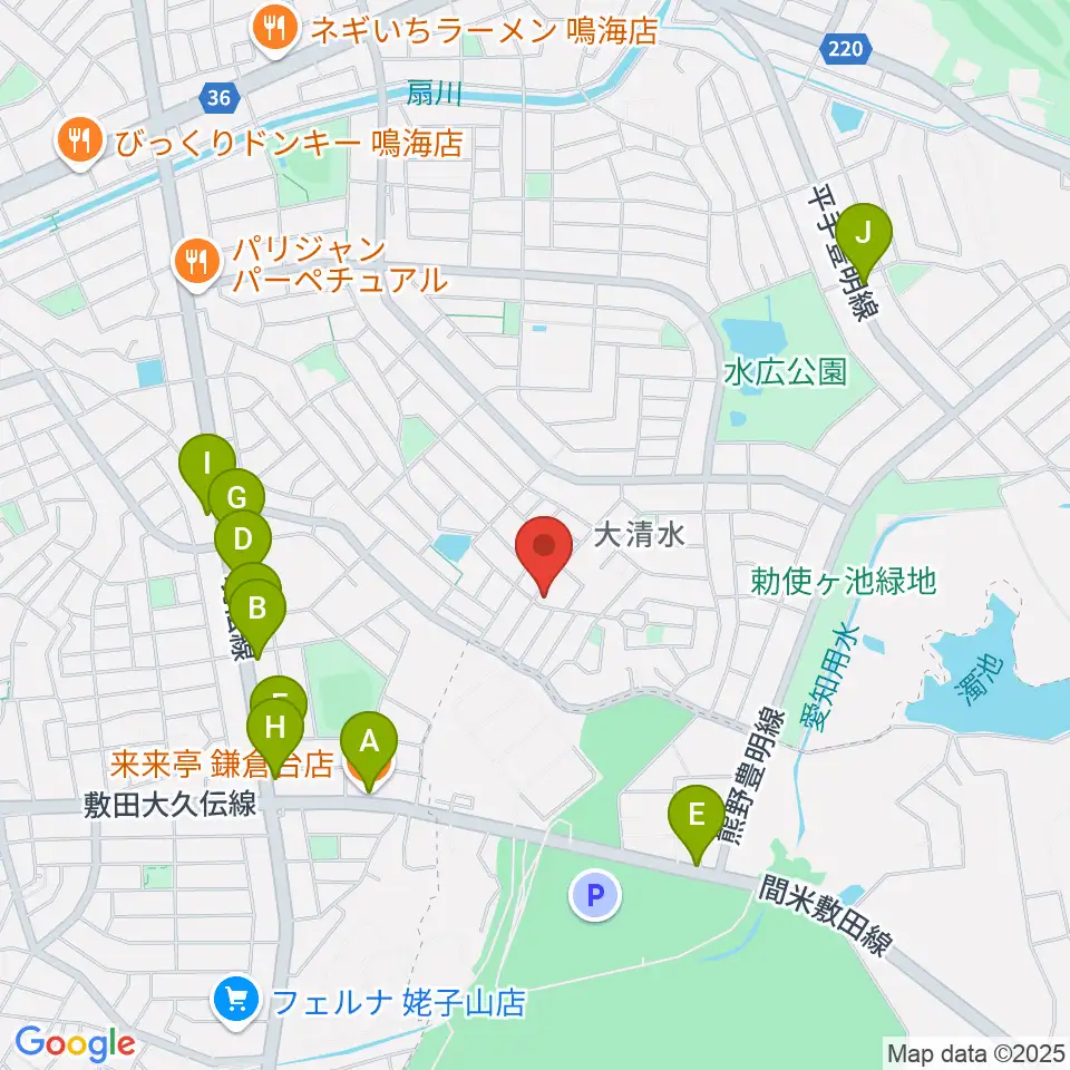 テネラメンテ周辺のファミレス・ファーストフード一覧地図