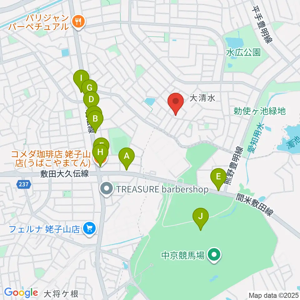テネラメンテ周辺のファミレス・ファーストフード一覧地図