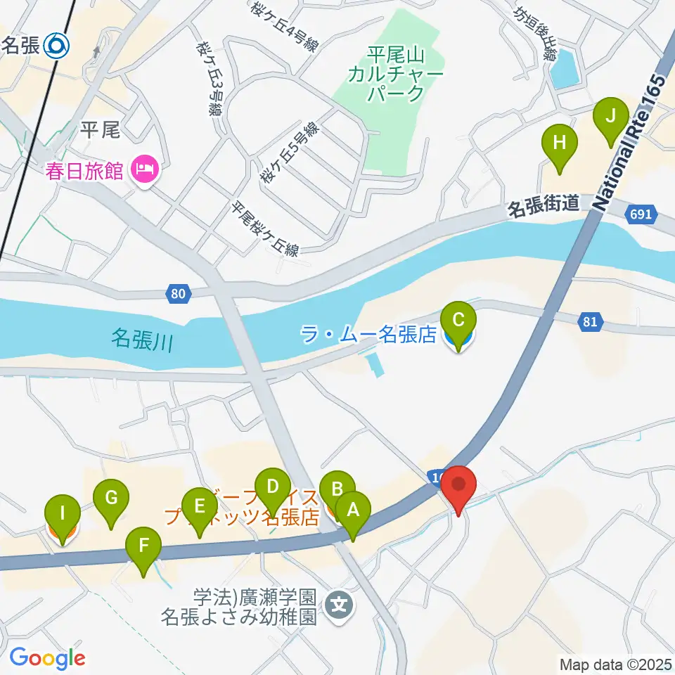 ピアノの山口周辺のファミレス・ファーストフード一覧地図