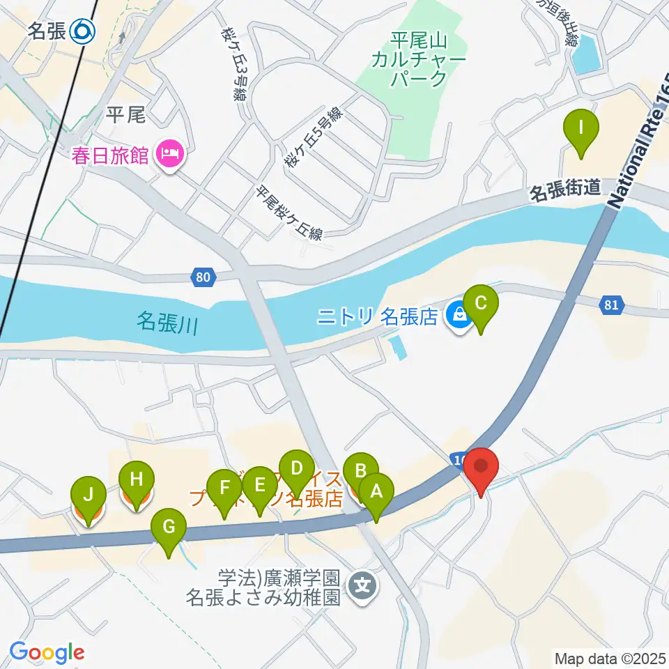 ピアノの山口周辺のファミレス・ファーストフード一覧地図