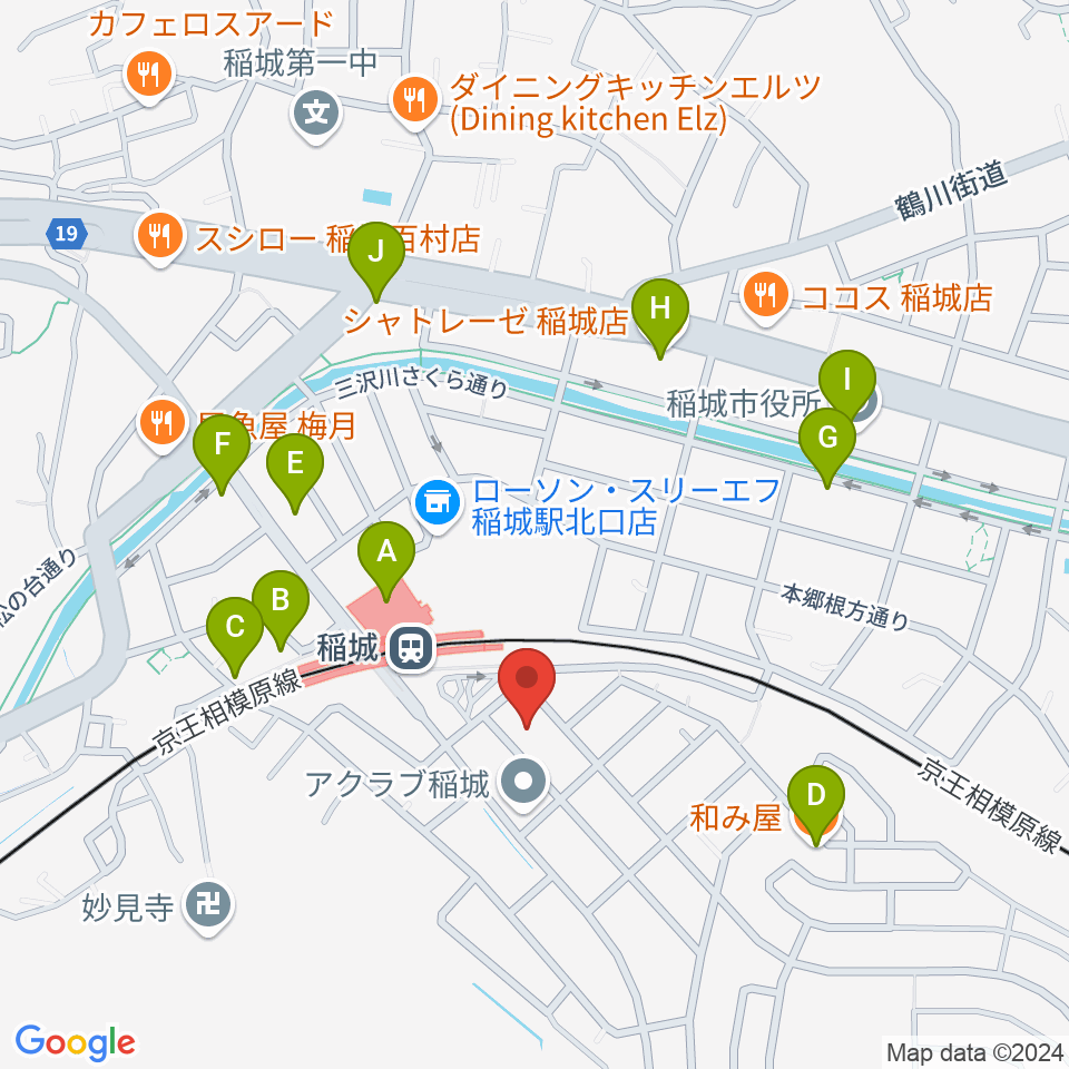 タカハシミュージックプラザ周辺のファミレス・ファーストフード一覧地図