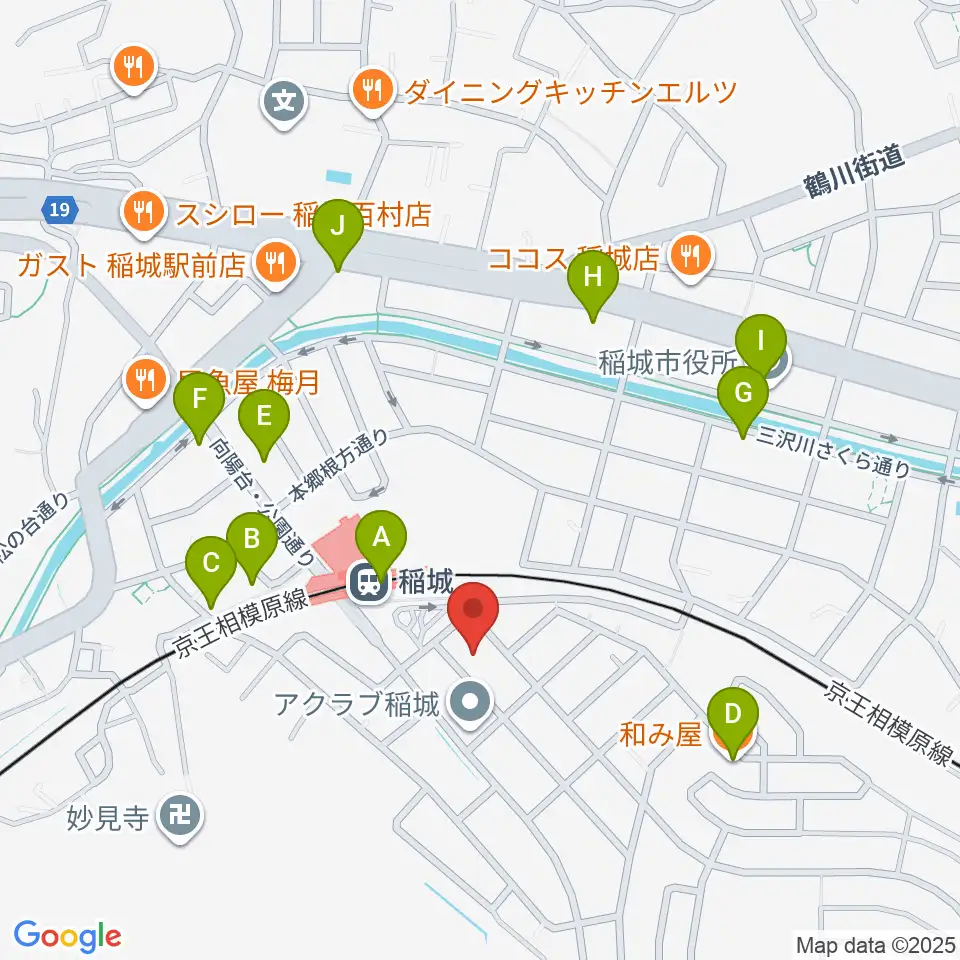 タカハシミュージックプラザ周辺のファミレス・ファーストフード一覧地図